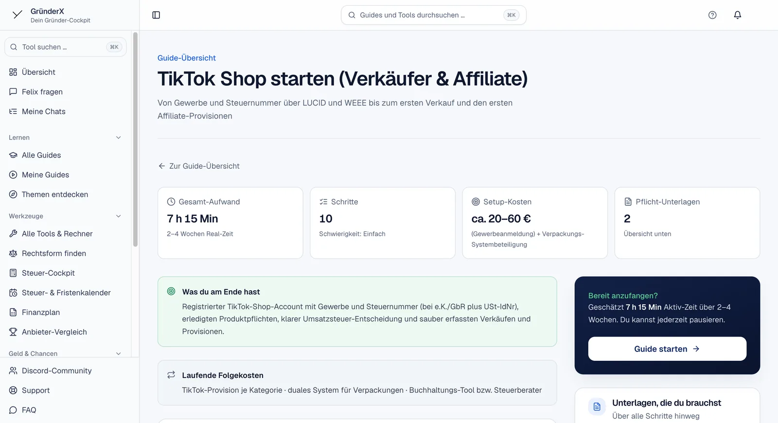 Guide „TikTok Shop starten“: Aufwand, Schritte und Kosten auf einen Blick